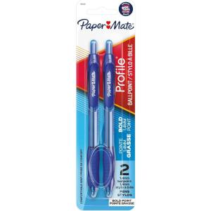 imagePaper Mate Profile Retractable Ballpoint Pens Bold 14mm Blue 2 CountBlue