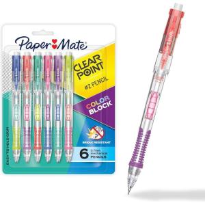 imagePaper Mate Clearpoint Mechanical Pencil BreakResistant Color Block Edition HB 2 Lead 07mm 6 CountColor Block