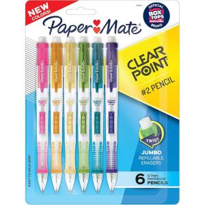 imagePaper Mate Clearpoint Mechanical Pencil BreakResistant Color Block Edition HB 2 Lead 07mm 6 CountSingle Color