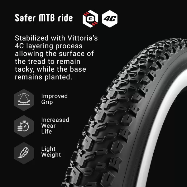 imageVittoria Mezcal Mountain Bike Tire for Hardpack Terrain Conditions  Performance XCTrail TNT MTB Tire  Blacktanblkblk