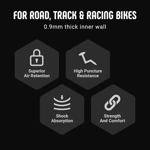 imageVittoria Standard Butyl Inner Tubes  Inner Tubes for Road Bikes  Presta Valve  Synthetic Rubber  09mm Thick Inner Wall  Black700x202880mm