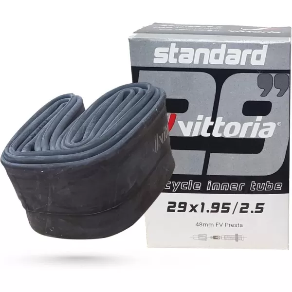 imageVittoria Standard Butyl Inner Tubes  Inner Tubes for Road Bikes  Presta Valve  Synthetic Rubber  09mm Thick Inner Wall  Black29x19525fv48mm