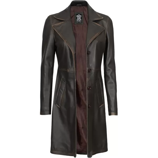 imageBlingsoul Leather Car Coats for Womens  Black Brown Real Long Leather Jacket WomenBryson  Brown Coat