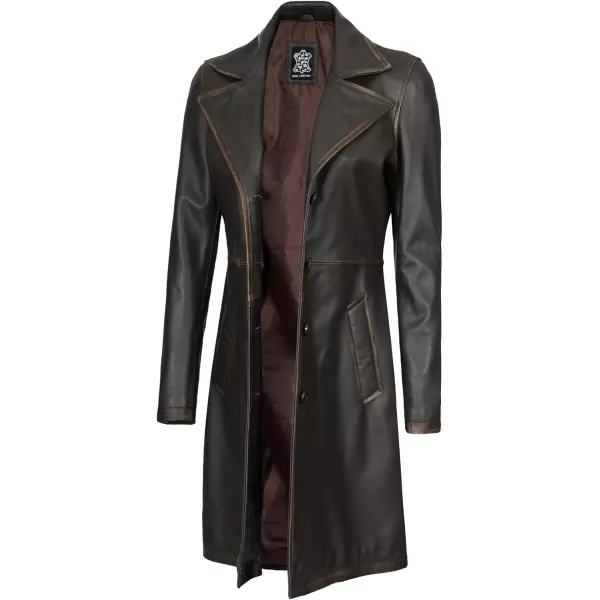 imageBlingsoul Leather Car Coats for Womens  Black Brown Real Long Leather Jacket WomenBryson  Brown Coat