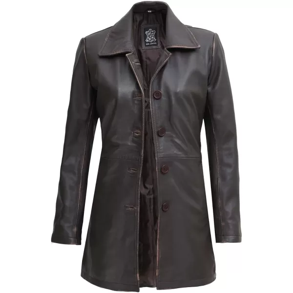 imageBlingsoul Leather Car Coats for Womens  Black Brown Real Long Leather Jacket WomenSantiago  Brown Leather Coat