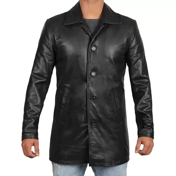 imageBlingsoul Leather Coats for Men  Vintage Style Long Leather Jacket MenBlack  Super Leather Coat