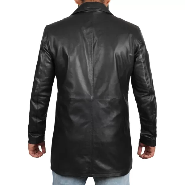 imageBlingsoul Leather Coats for Men  Vintage Style Long Leather Jacket MenBlack  Super Leather Coat