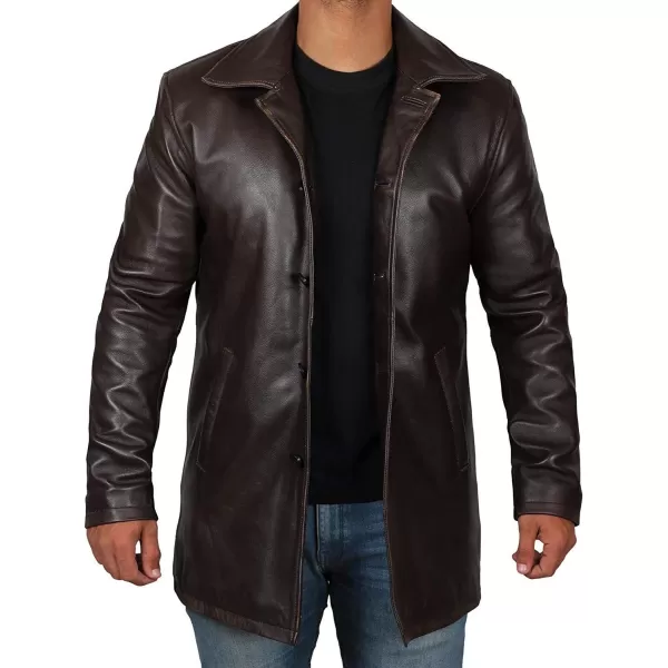 imageBlingsoul Leather Coats for Men  Vintage Style Long Leather Jacket MenBrown  Super Leather Coat