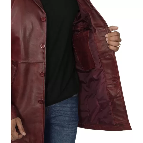 imageBlingsoul Leather Coats for Men  Vintage Style Long Leather Jacket MenSantiago  Maroon Coat