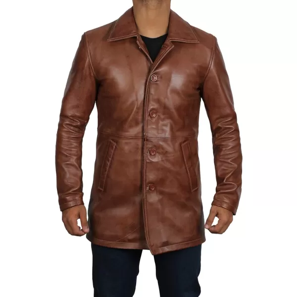 imageBlingsoul Leather Coats for Men  Vintage Style Long Leather Jacket MenSuper  Tan Leather Jacket