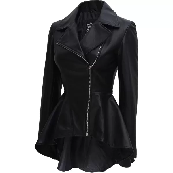 imageBlingsoul Leather Jackets For Women  Real Lambskin Womens Motorcycle Leather JacketClarissa Peplum  Black Jacket