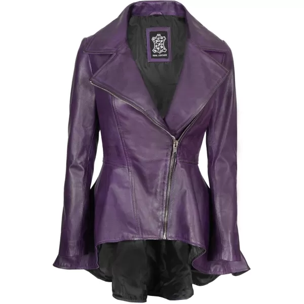 imageBlingsoul Leather Jackets For Women  Real Lambskin Womens Motorcycle Leather JacketClarissa Peplum  Purple Jacket