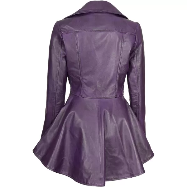 imageBlingsoul Leather Jackets For Women  Real Lambskin Womens Motorcycle Leather JacketClarissa Peplum  Purple Jacket