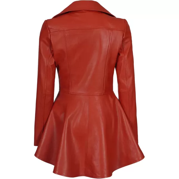 imageBlingsoul Leather Jackets For Women  Real Lambskin Womens Motorcycle Leather JacketClarissa Peplum  Red Jacket