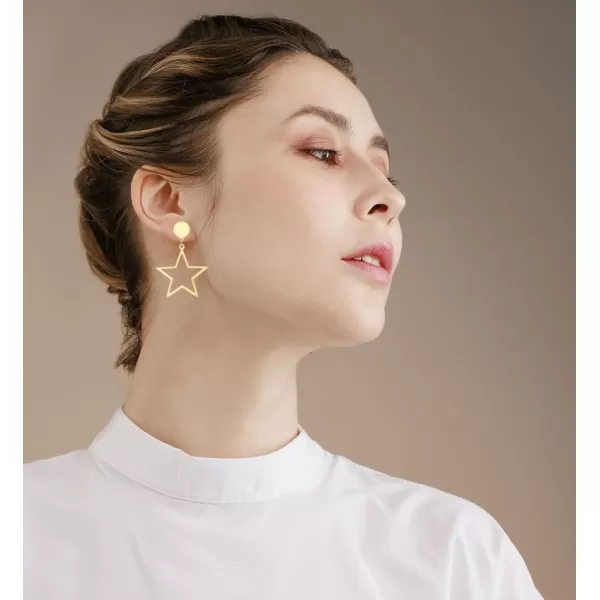 imageBlingsoul Star Earrings  Elegant Silver and Gold Dangle Style Hollow Star Shaped Earrings for Women  Star Huggies EarringsStar Earrings  Gold