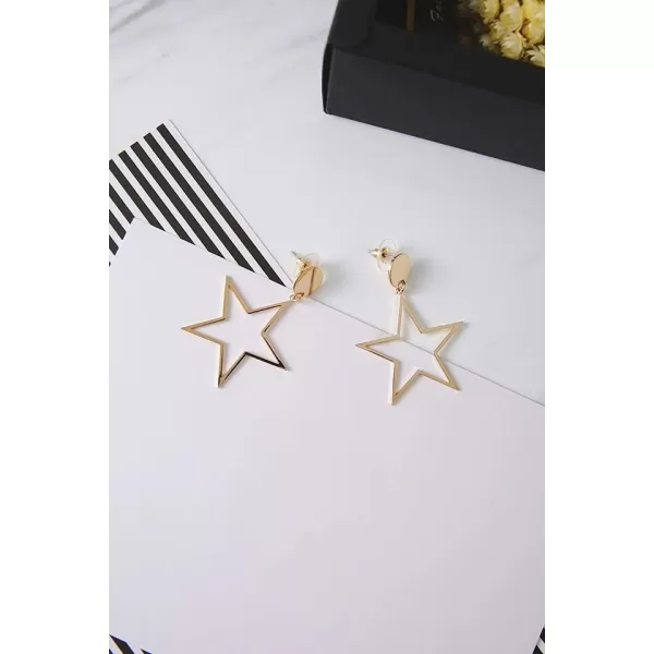 imageBlingsoul Star Earrings  Elegant Silver and Gold Dangle Style Hollow Star Shaped Earrings for Women  Star Huggies EarringsStar Earrings  Gold