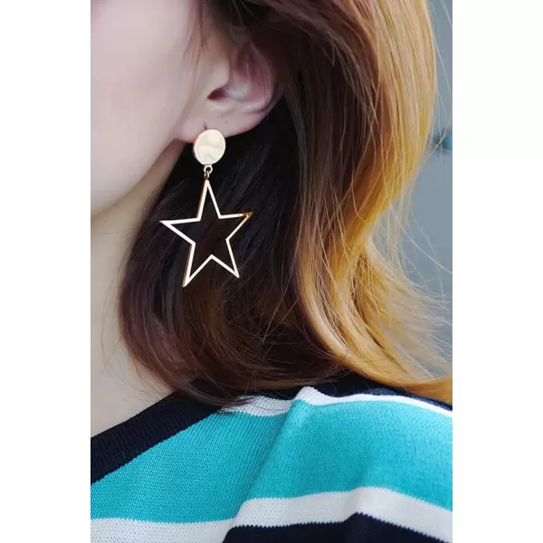 imageBlingsoul Star Earrings  Elegant Silver and Gold Dangle Style Hollow Star Shaped Earrings for Women  Star Huggies EarringsStar Earrings  Gold