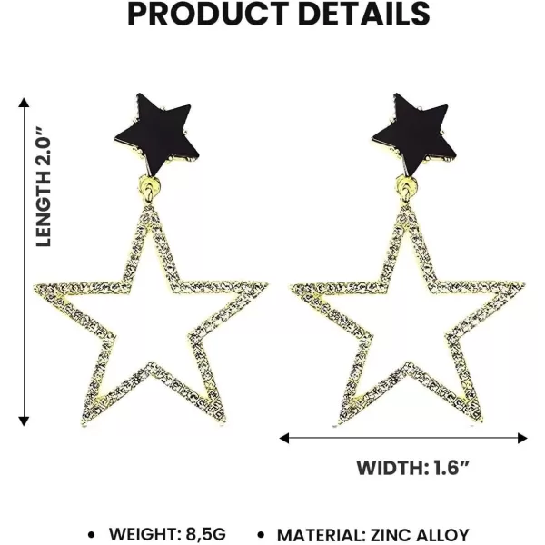 imageBlingsoul Star Earrings  Elegant Silver and Gold Dangle Style Hollow Star Shaped Earrings for Women  Star Huggies EarringsStar Hoop Earrings  Gold