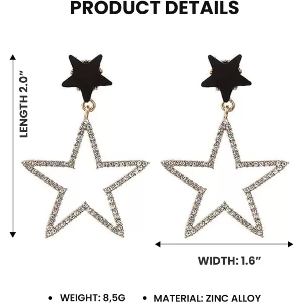 imageBlingsoul Star Earrings  Elegant Silver and Gold Dangle Style Hollow Star Shaped Earrings for Women  Star Huggies EarringsStar Hoop Earrings  Silver