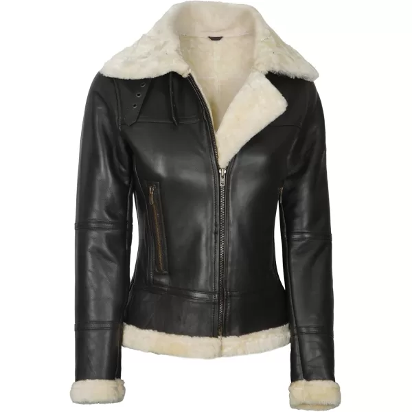 imageBlingsoul Womens Leather Jacket  Real Leather Winter Jackets for WomenBrown  Frances Shearling Jacket