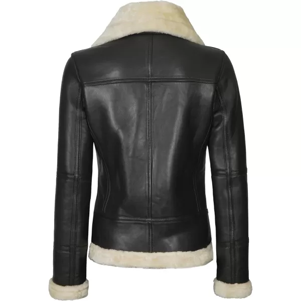 imageBlingsoul Womens Leather Jacket  Real Leather Winter Jackets for WomenBrown  Frances Shearling Jacket