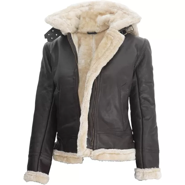 imageBlingsoul Womens Leather Jacket  Real Leather Winter Jackets for WomenBrown  Marilyn Shearling Jacket