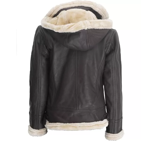 imageBlingsoul Womens Leather Jacket  Real Leather Winter Jackets for WomenBrown  Marilyn Shearling Jacket