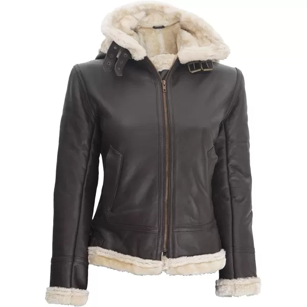 imageBlingsoul Womens Leather Jacket  Real Leather Winter Jackets for WomenBrown  Marilyn Shearling Jacket