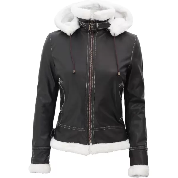 imageBlingsoul Womens Leather Jacket  Real Leather Winter Jackets for WomenBrown  Mary Shearling Jacket