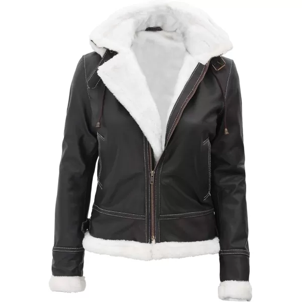 imageBlingsoul Womens Leather Jacket  Real Leather Winter Jackets for WomenBrown  Mary Shearling Jacket