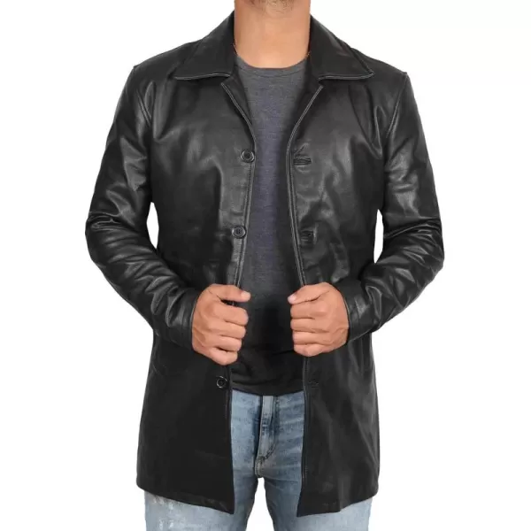 imageBlingsoul Leather Coats for Men  Vintage Style Long Leather Jacket MenBlack  Super Leather Coat