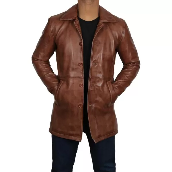 imageBlingsoul Leather Coats for Men  Vintage Style Long Leather Jacket MenSuper  Tan Leather Jacket