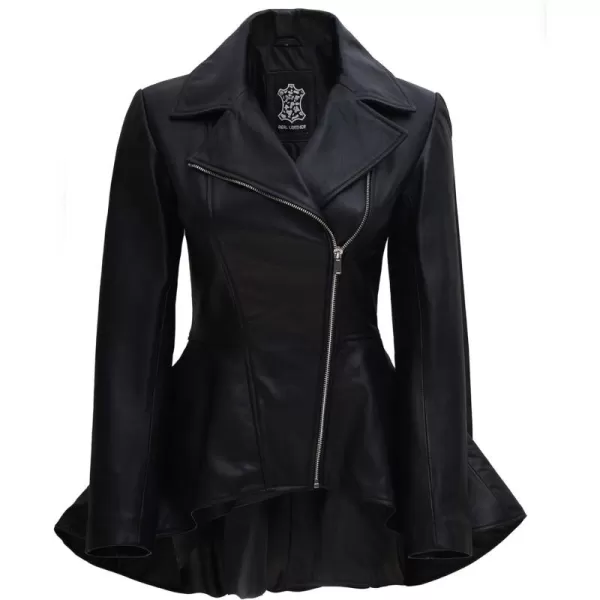 imageBlingsoul Leather Jackets For Women  Real Lambskin Womens Motorcycle Leather JacketClarissa Peplum  Black Jacket