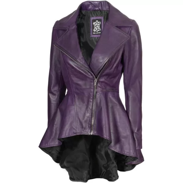 imageBlingsoul Leather Jackets For Women  Real Lambskin Womens Motorcycle Leather JacketClarissa Peplum  Purple Jacket