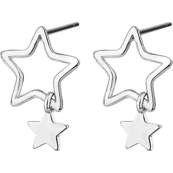 imageBlingsoul Star Earrings  Elegant Silver and Gold Dangle Style Hollow Star Shaped Earrings for Women  Star Huggies EarringsSilver Star Earrings