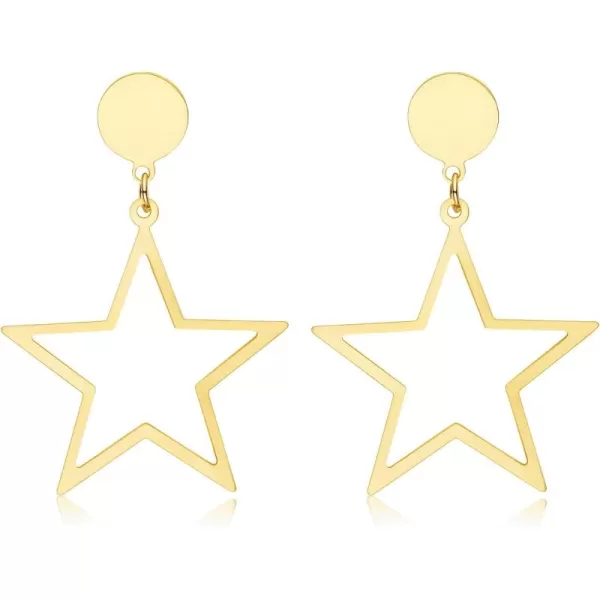 imageBlingsoul Star Earrings  Elegant Silver and Gold Dangle Style Hollow Star Shaped Earrings for Women  Star Huggies EarringsStar Earrings  Gold