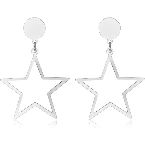 imageBlingsoul Star Earrings  Elegant Silver and Gold Dangle Style Hollow Star Shaped Earrings for Women  Star Huggies EarringsStar Earrings  Silver