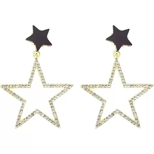 imageBlingsoul Star Earrings  Elegant Silver and Gold Dangle Style Hollow Star Shaped Earrings for Women  Star Huggies EarringsStar Hoop Earrings  Gold