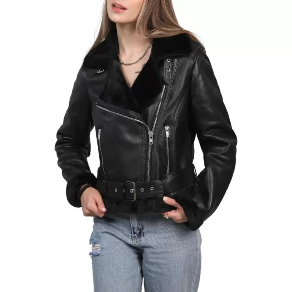 imageBlingsoul Womens Leather Jacket  Real Leather Winter Jackets for WomenAgns  Black Leather Jacket