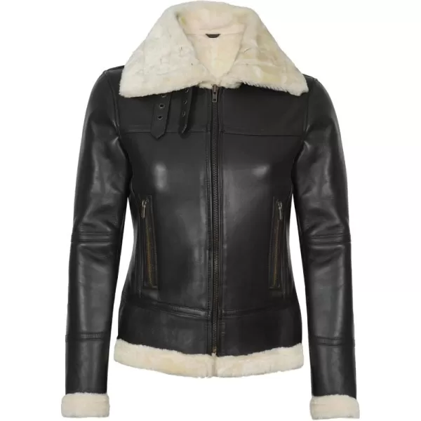 imageBlingsoul Womens Leather Jacket  Real Leather Winter Jackets for WomenBrown  Frances Shearling Jacket