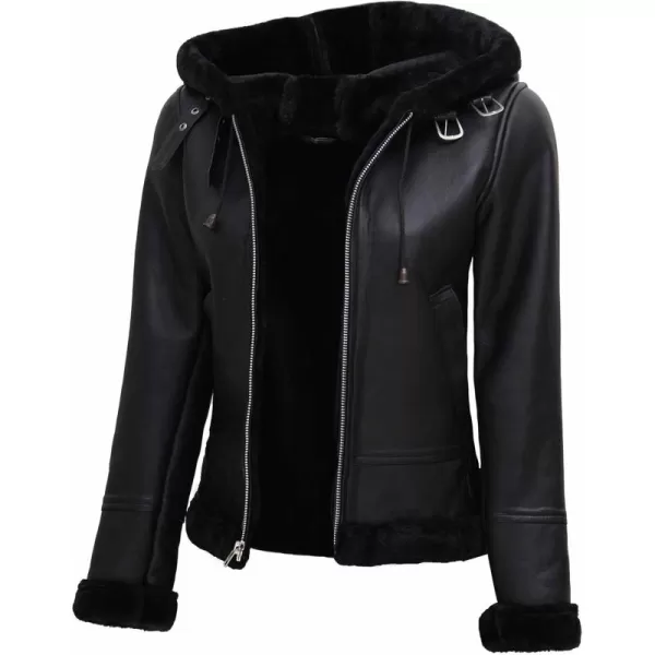 imageBlingsoul Womens Leather Jacket  Real Leather Winter Jackets for WomenGrace  Black Jacket