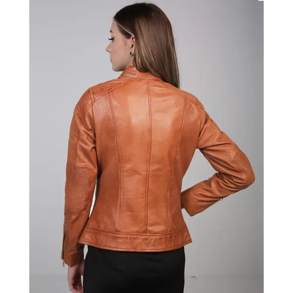 imageBlingsoul Cafe Racer Leather Jacket Womens  Stylish Real Lambskin Leather Jackets for WomenCafe Racer  Brown Jacket