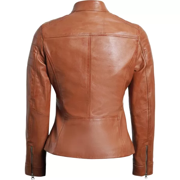 imageBlingsoul Cafe Racer Leather Jacket Womens  Stylish Real Lambskin Leather Jackets for WomenCarrie  Tan Jacket