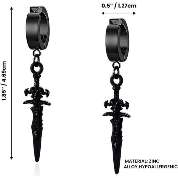 imageBlingsoul Dragon Earrings for Women  Black Dangle Sword Earrings Spike Jewelry Gifts for WomenSword Earrings