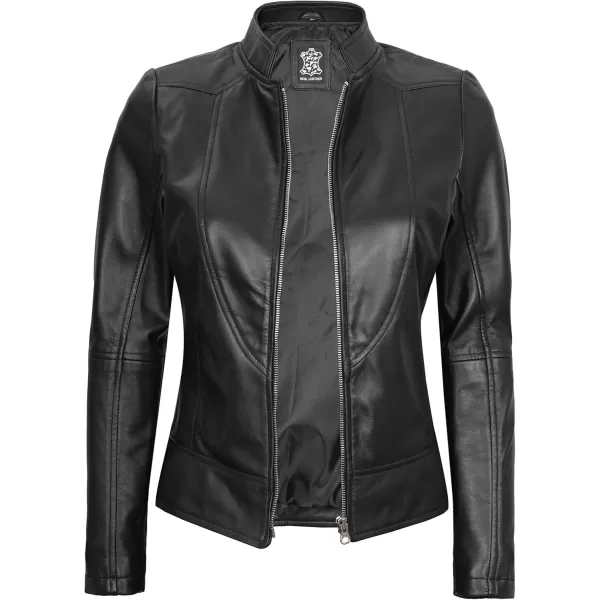 imageBlingsoul Leather Jacket Women  Cafe Racer Real Lambskin Womens Leather JacketAmy  Black Jacket