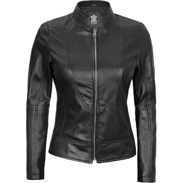 imageBlingsoul Leather Jacket Women  Cafe Racer Real Lambskin Womens Leather JacketAmy  Black Jacket