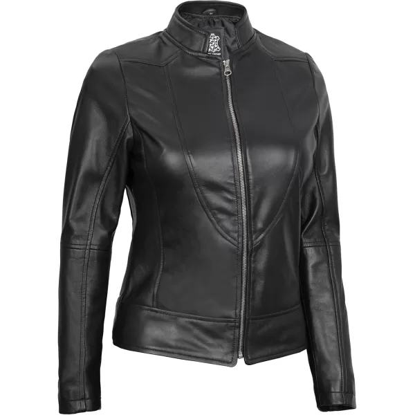 imageBlingsoul Leather Jacket Women  Cafe Racer Real Lambskin Womens Leather JacketAmy  Black Jacket