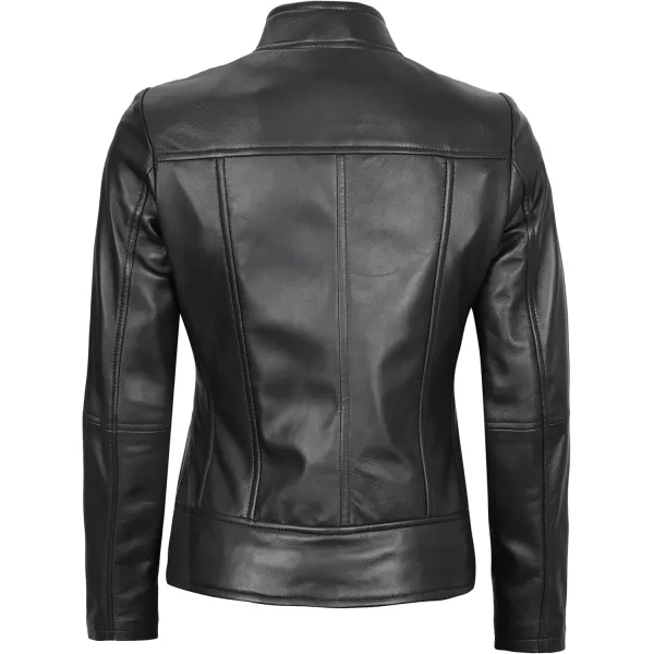 imageBlingsoul Leather Jacket Women  Cafe Racer Real Lambskin Womens Leather JacketAmy  Black Jacket