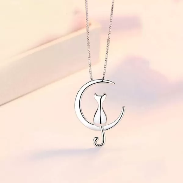 imageBlingsoul Pendant Necklace for Women  Stylish Assortment of Elegant Pendants Fashion Necklaces for Women Jewelry GiftCat on Moon Necklace