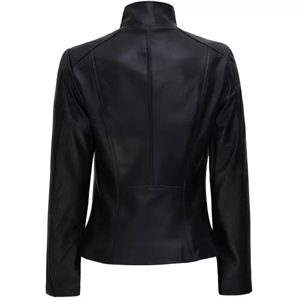 imageBlingsoul Womens Real Leather Motorcycle Jacket  Asymmetrical Leather Jackets for WomenBlack  Arezzo Jacket